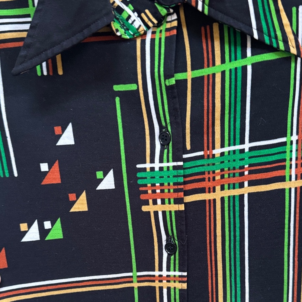 Vintage Geometric Pattern Button-Down 1970’s Disc… - image 7